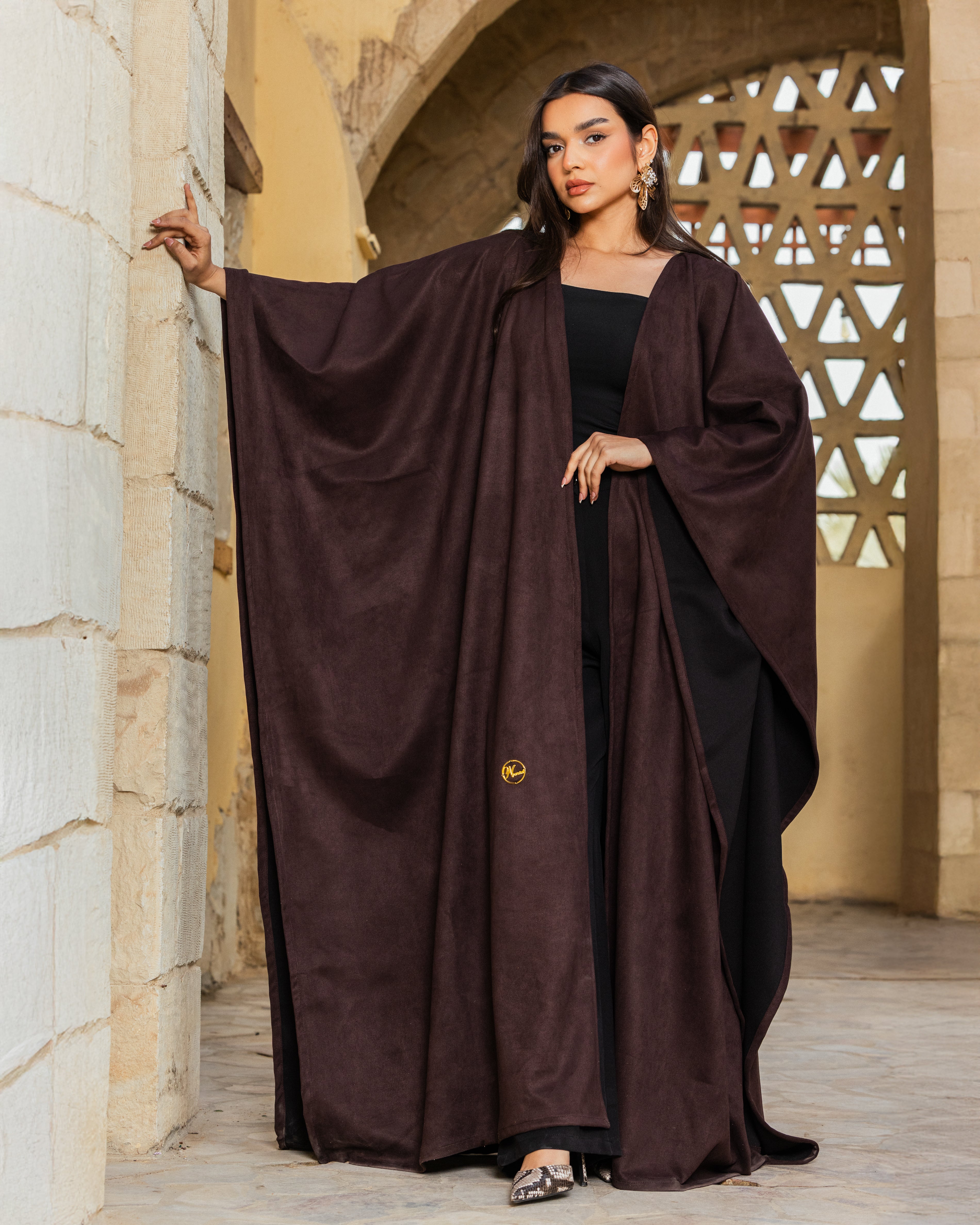 Long Suede Shawl -brown