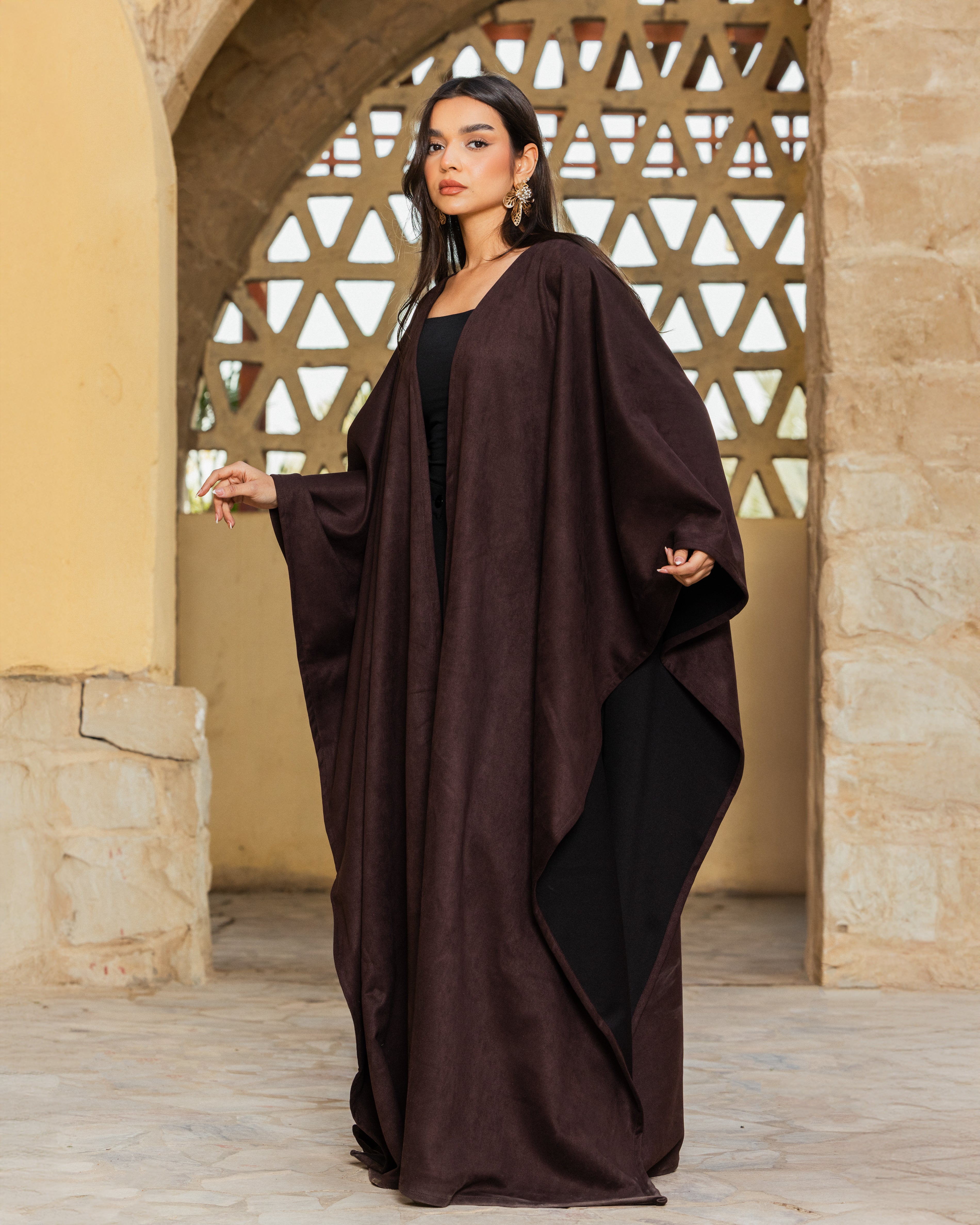 Long Suede Shawl -brown