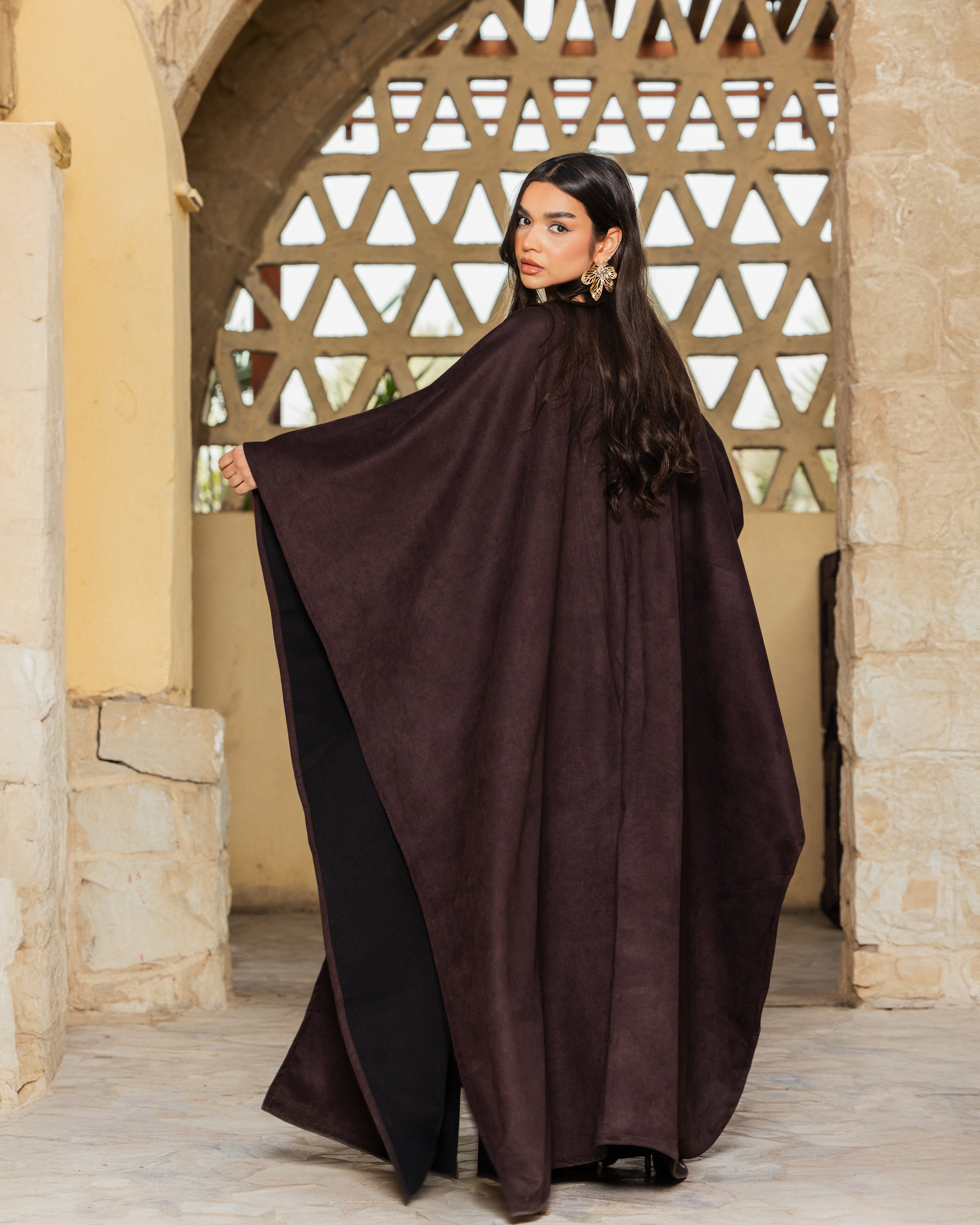 Long Suede Shawl -brown