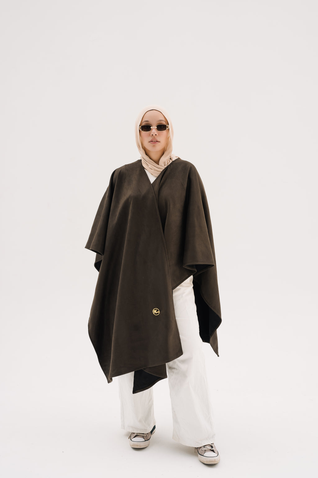 Short Suede Shawl - Dark Olive