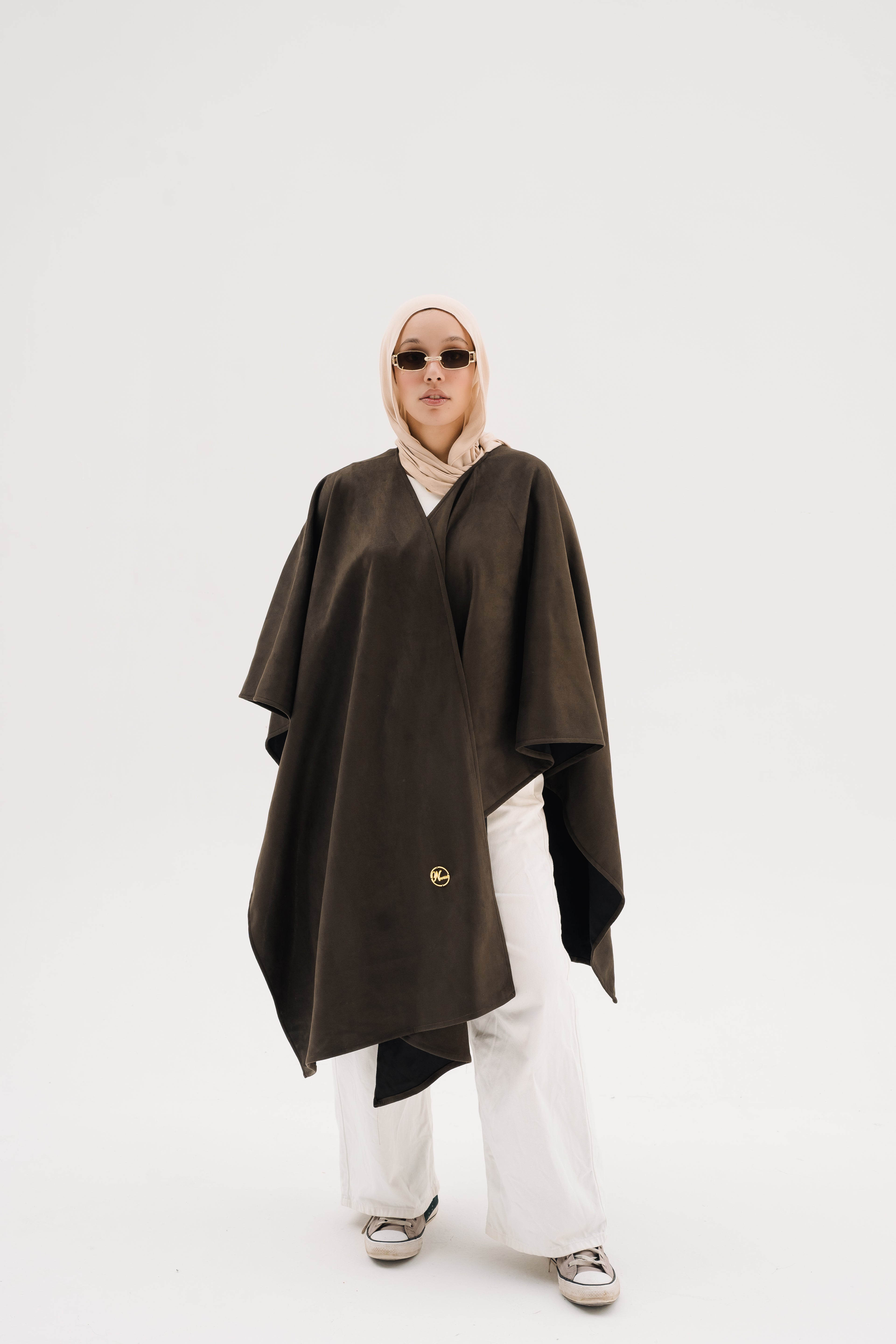 Short Suede Shawl - Dark Olive