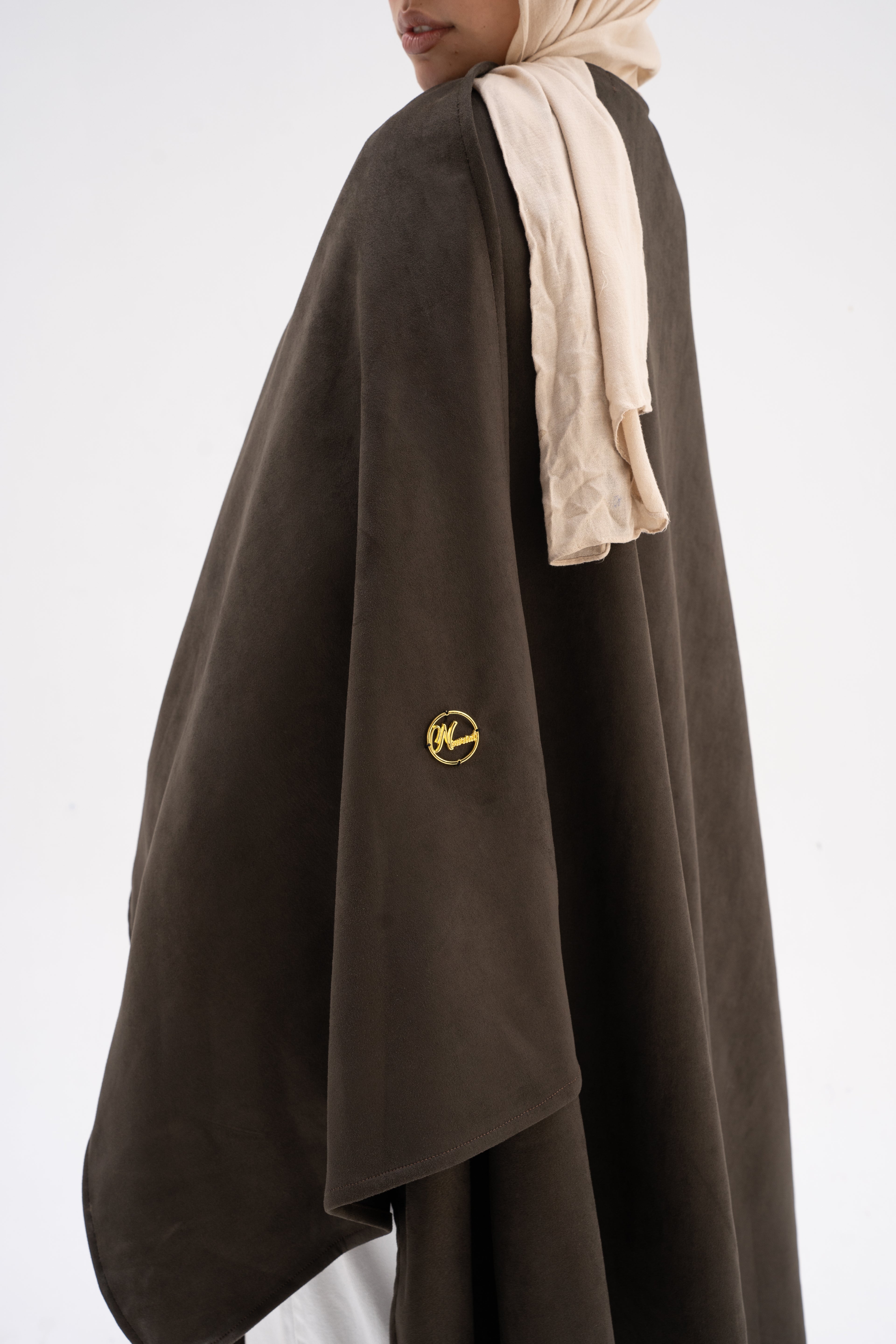 Short Suede Shawl - Dark Olive