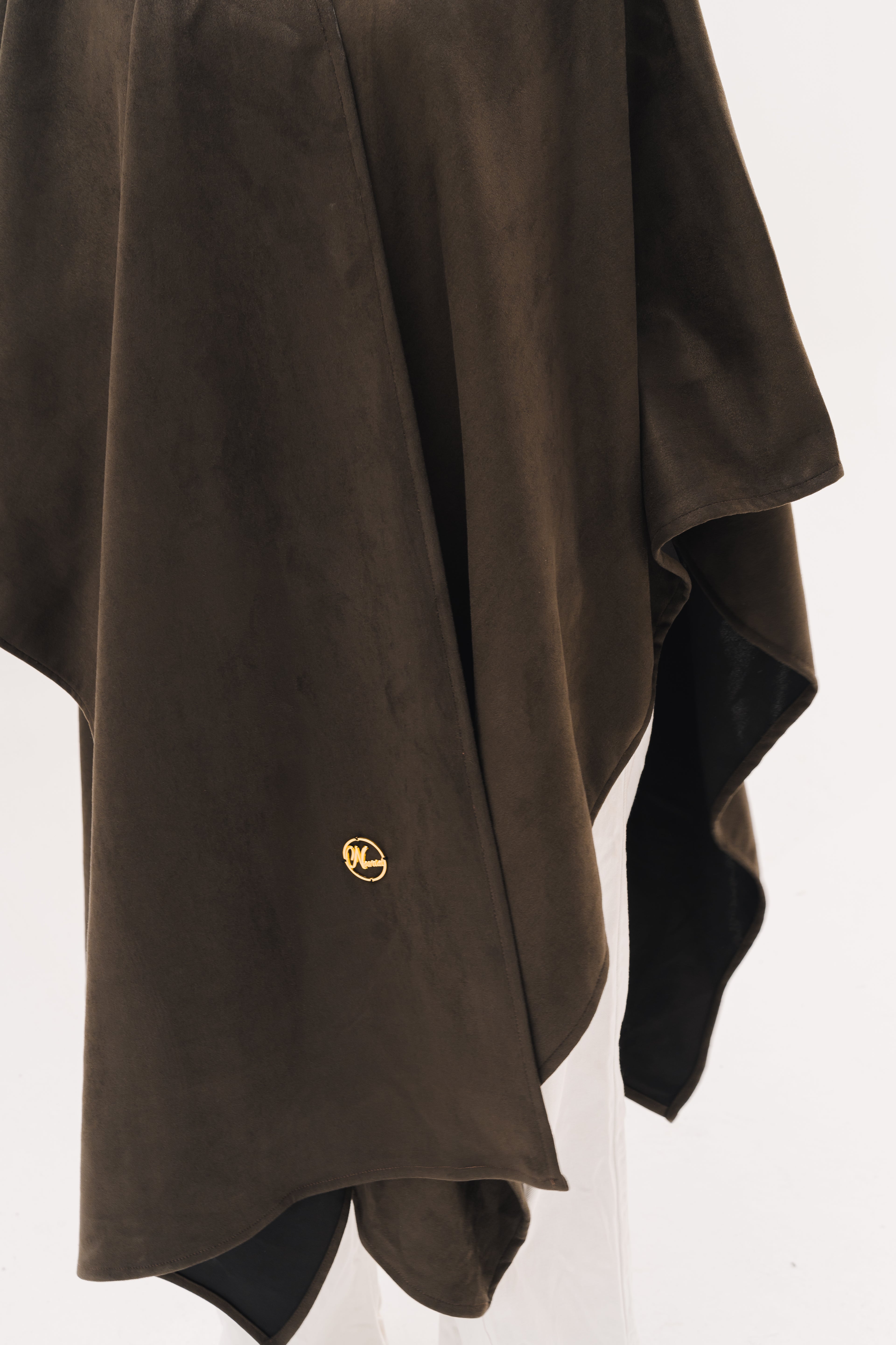 Short Suede Shawl - Dark Olive