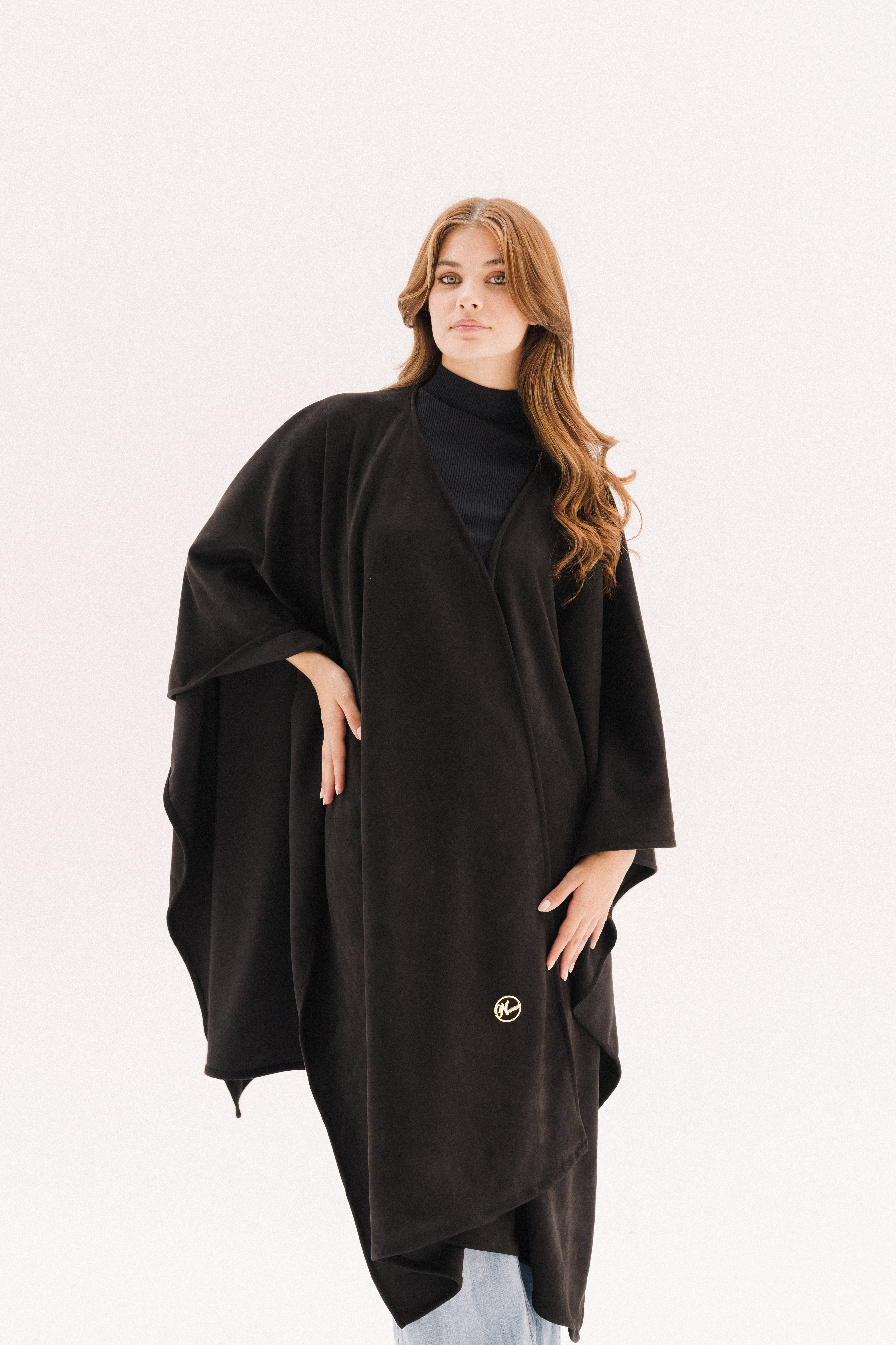 Short Suede Shawl - Black