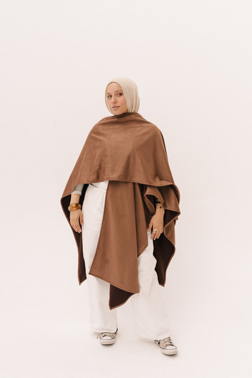 Short Suede Shawl - Brown