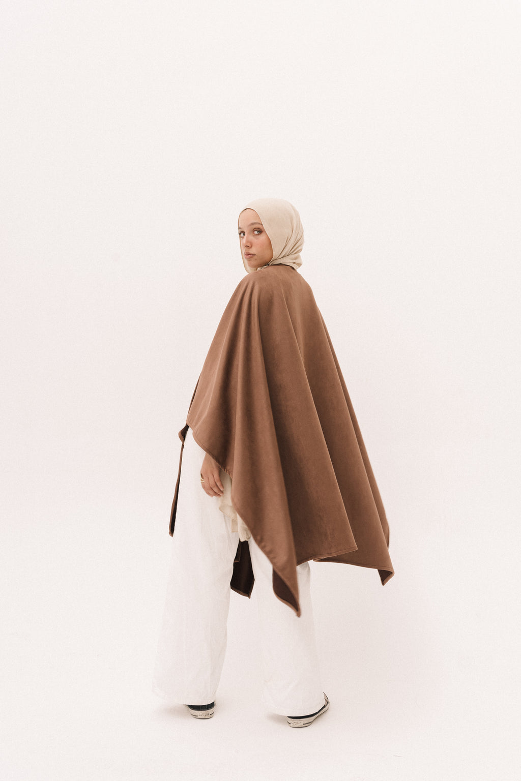 Short Suede Shawl - Brown