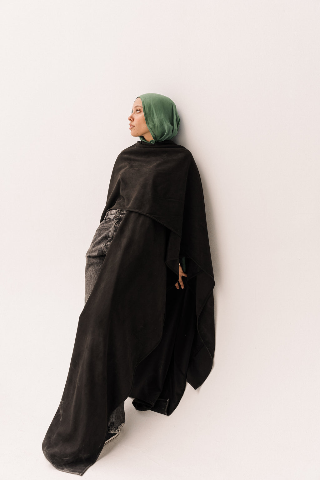Long Suede Shawl - Black