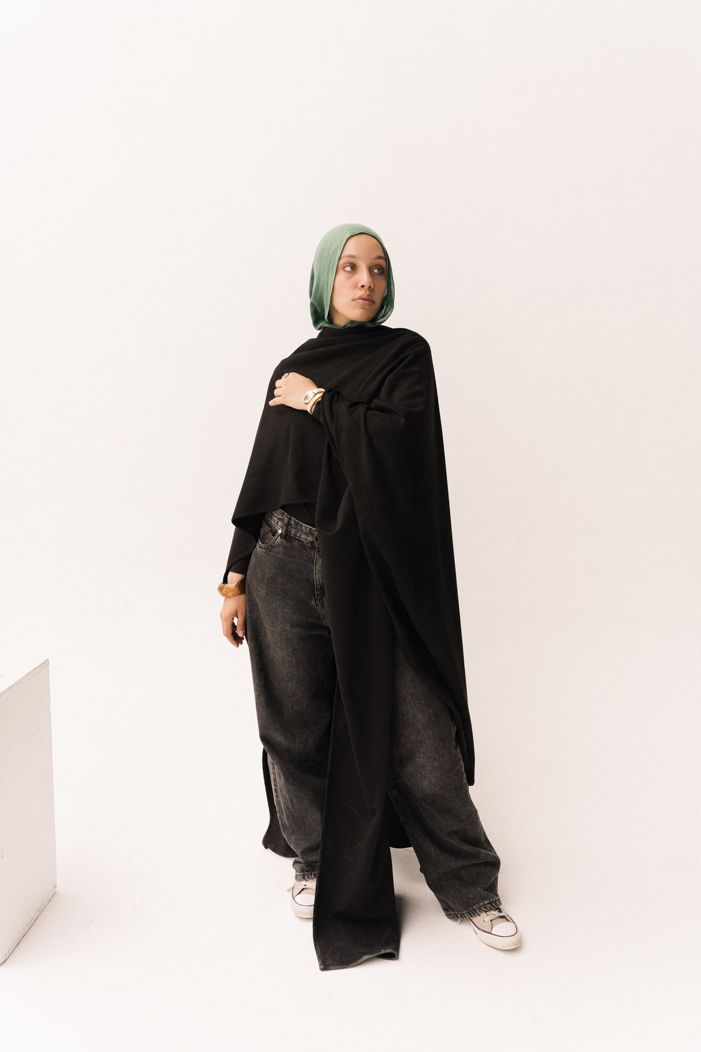 Long Suede Shawl - Black