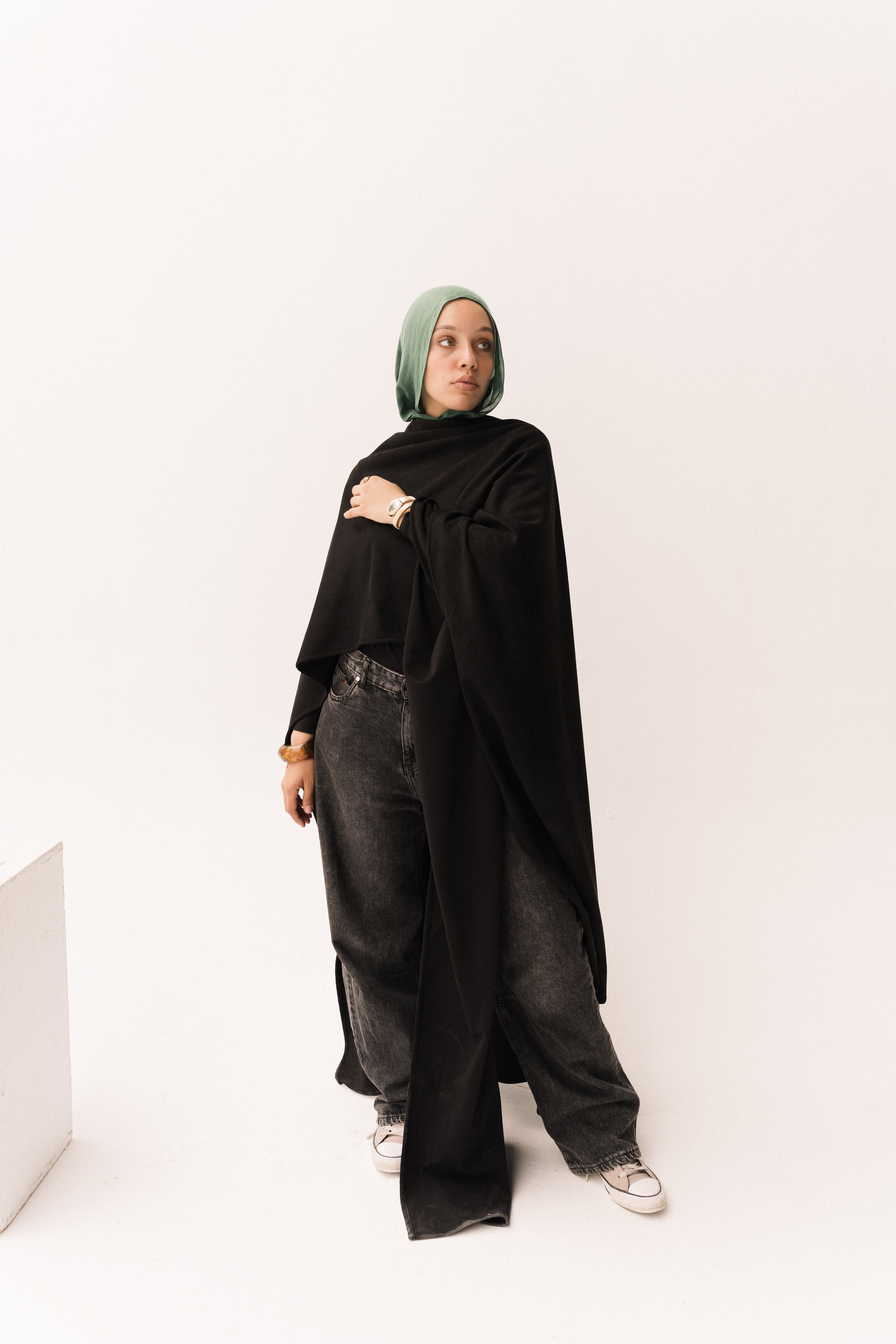 Long Suede Shawl - Black