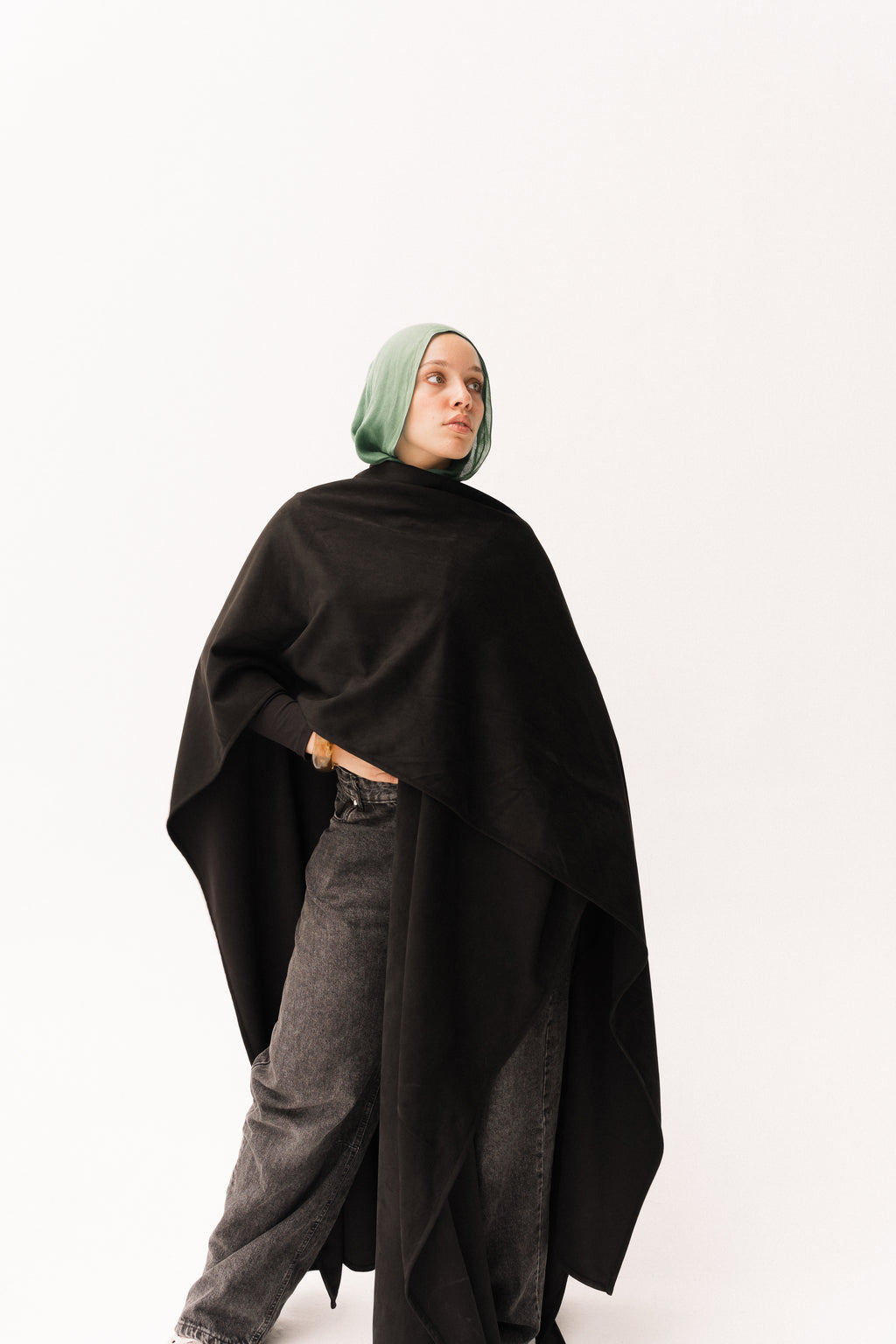 Long Suede Shawl - Black