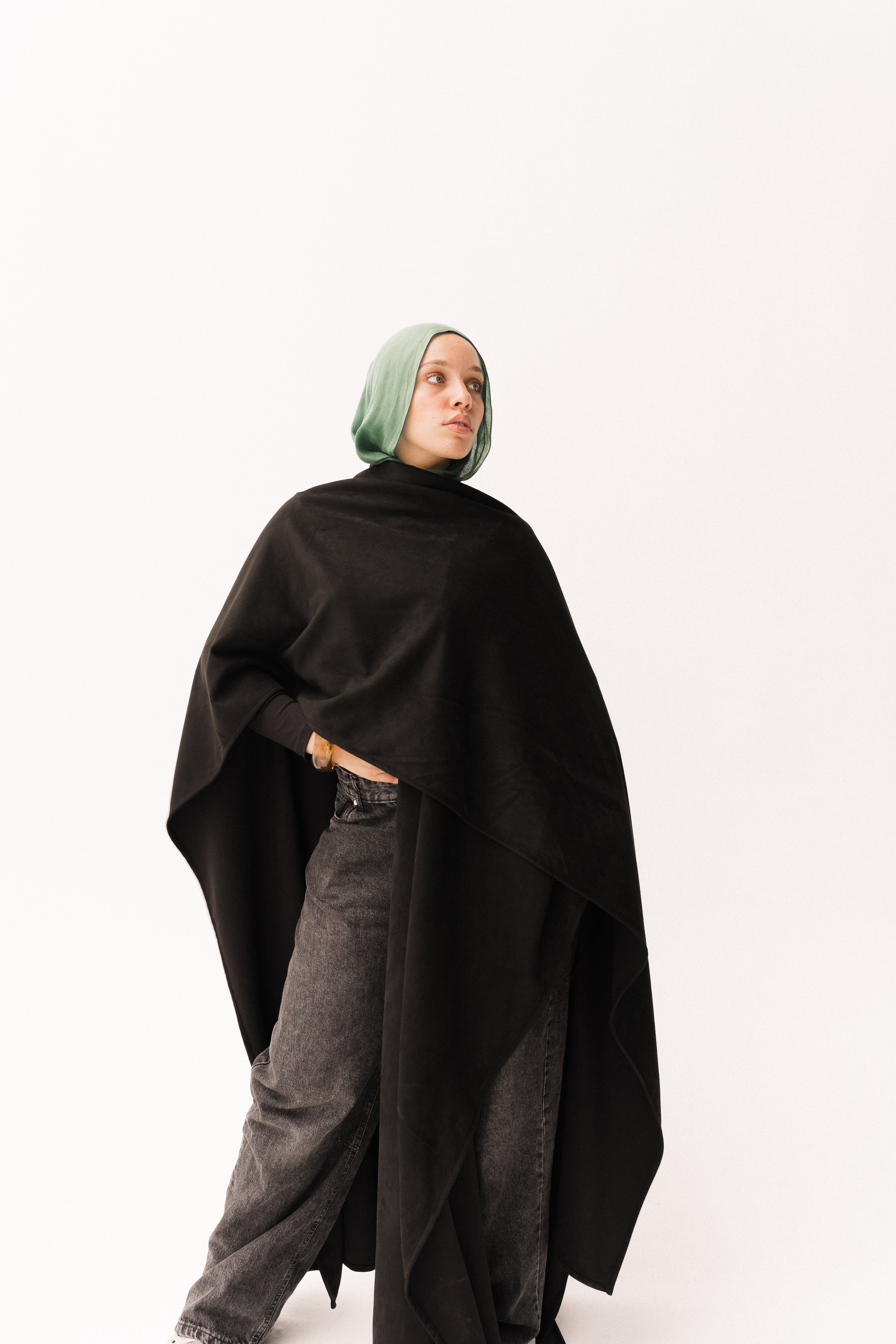 Long Suede Shawl - Black