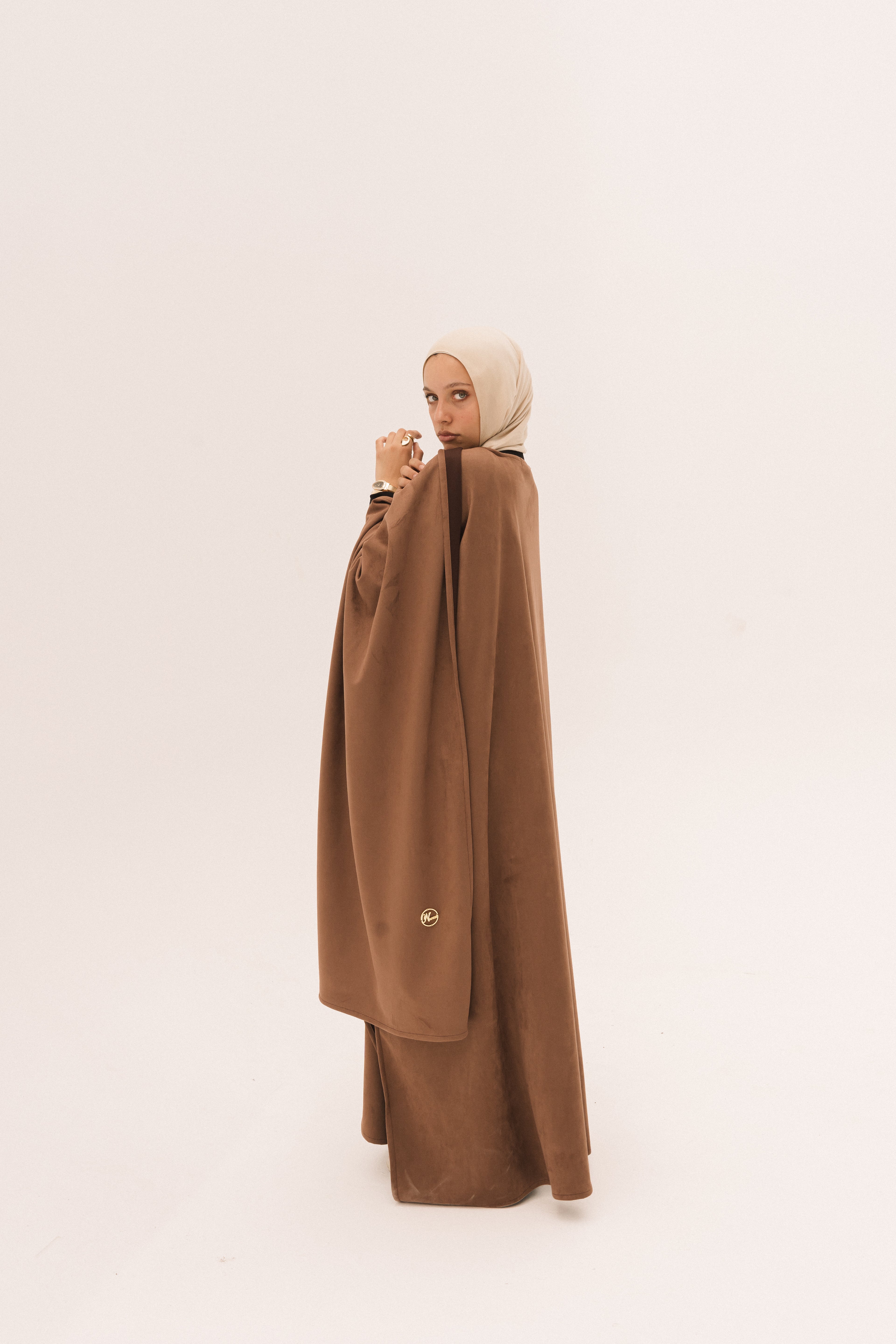 Long Suede Shawl - Brown